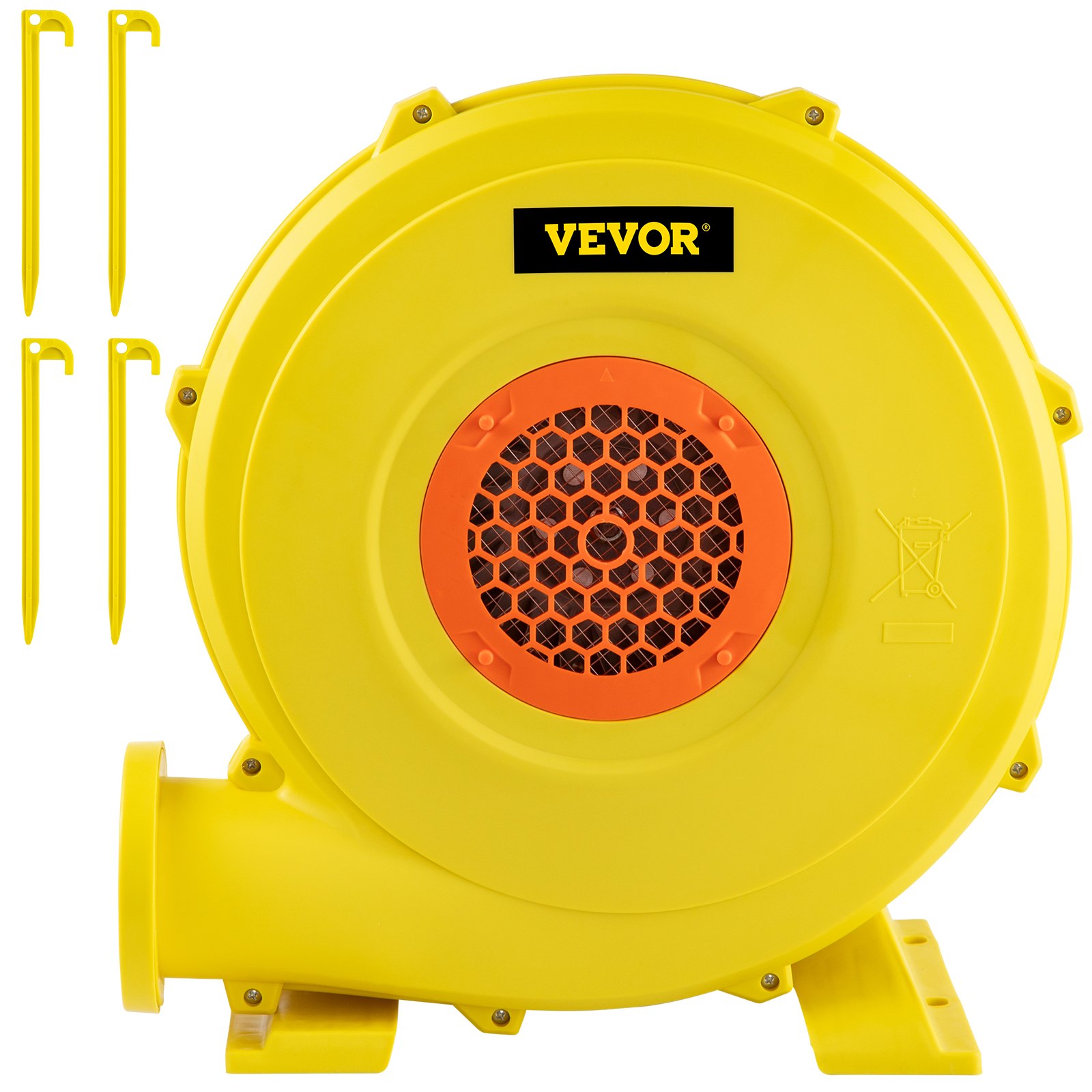 Soplador de aire VEVOR, soplador inflable de 750 W 1HP, soplador de casa de rebote portátil y potente, ventilador de bomba de soplador de aire comercial de 2000 Pa, utilizado para castillo hinchable y toboganes de salto, amarillo