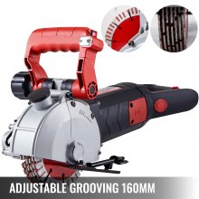 VEVOR 5800W Wall Chaser 38mm/1.5" Ancho de corte,Máquina cortadora de ranuras de pared 52mm/2" Profundidad de corte,Máquina ranuradora de pared con 8 hojas de sierra 6.3"Diámetro 5000r/Min,Formación única sin polvo