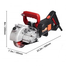 VEVOR 5800W Wall Chaser 38mm/1.5" Ancho de corte,Máquina cortadora de ranuras de pared 52mm/2" Profundidad de corte,Máquina ranuradora de pared con 8 hojas de sierra 6.3"Diámetro 5000r/Min,Formación única sin polvo
