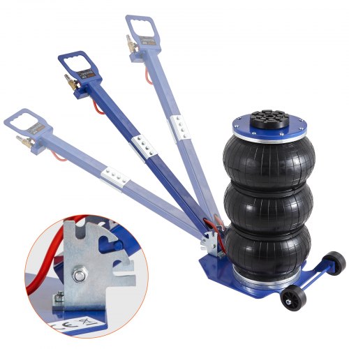 VEVOR Air Jack, 3 Ton/6600 lbs Triple Bag Air Jack, Airbag Jack con seis tubos de acero, levanta hasta 17.7", 3-5 s Gato neumático de elevación rápida, con manijas largas ajustables para automóviles, garajes, reparación (azul)