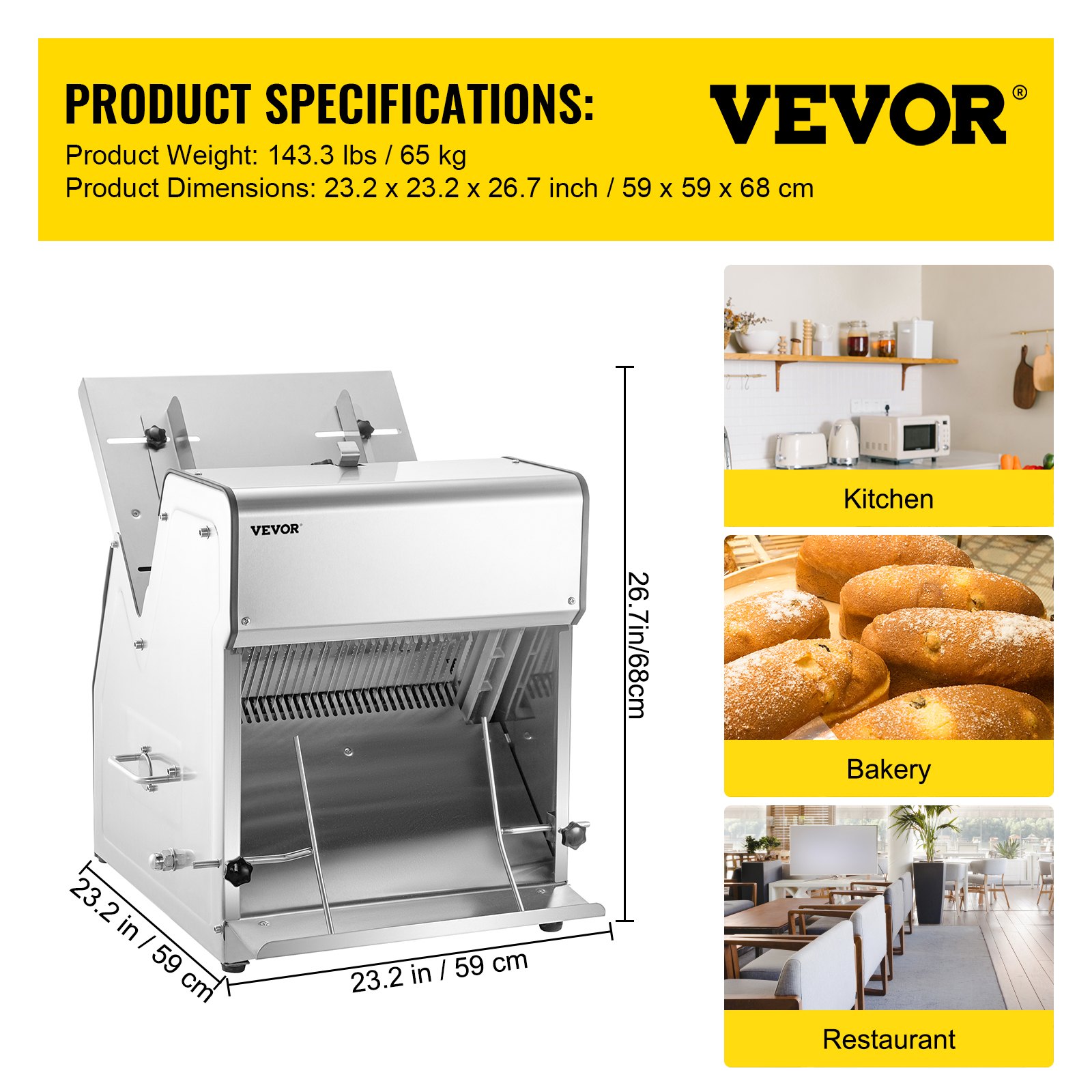 VEVOR - Rebanadora de pan comercial (12 mm de grosor), 31 unidades, 110 V, para pan tostado