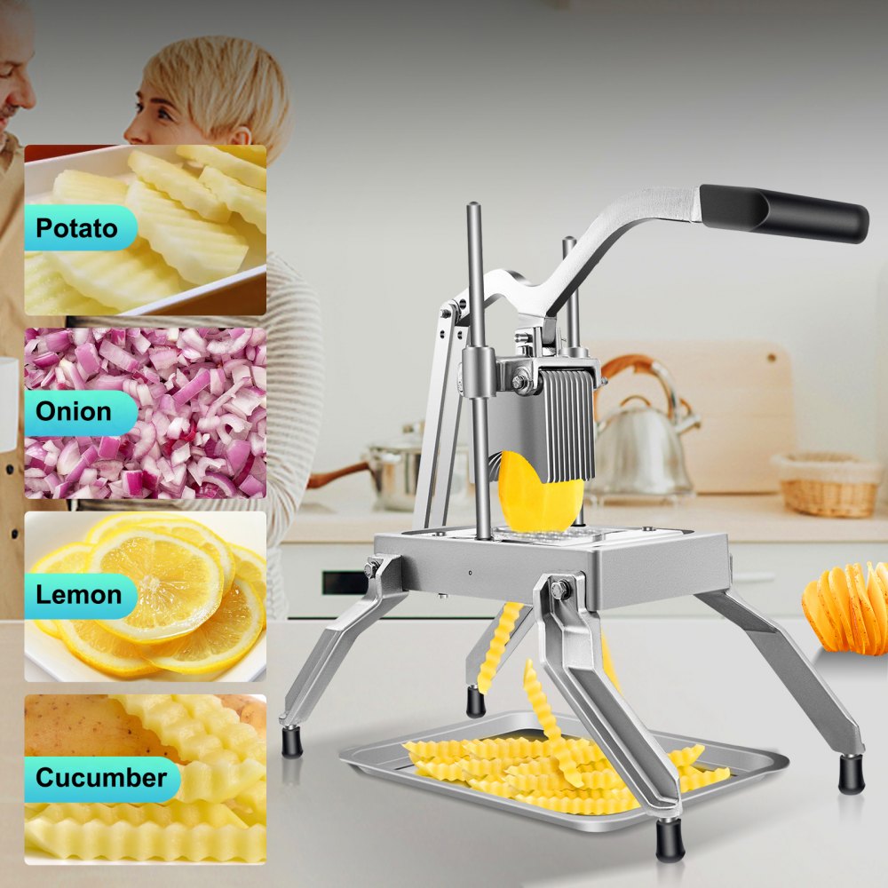 VEVOR Cortadora Comercial de Verduras 0,95 CM Cortadora de Verduras Industrial Cortadora Vegetal Comercial Cortador para Verduras en Forma Ondulada Cortador Manual de Frutas y Verduras