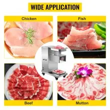 VEVOR 110V Máquina cortadora de carne comercial 1100LB / H Máquina cortadora de carne eléctrica 750W Cortadora de carne comercial Hoja de 3 mm Restaurante Cortadora de alimentos Acero inoxidable para cocina Restaurante Supermercado