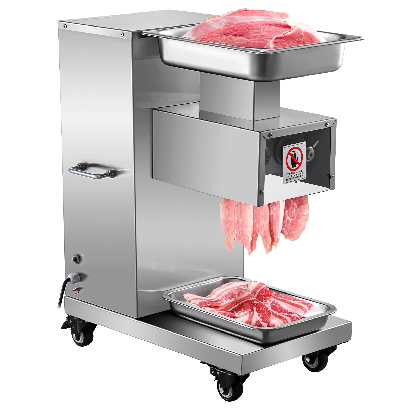Cortadora de carne comercial VEVOR de 110 V, 1100 lb/h, eléctrica, 750 W, cuchilla de 3 mm, para restaurantes, de acero inoxidable, para cocinas, restaurantes y supermercados.