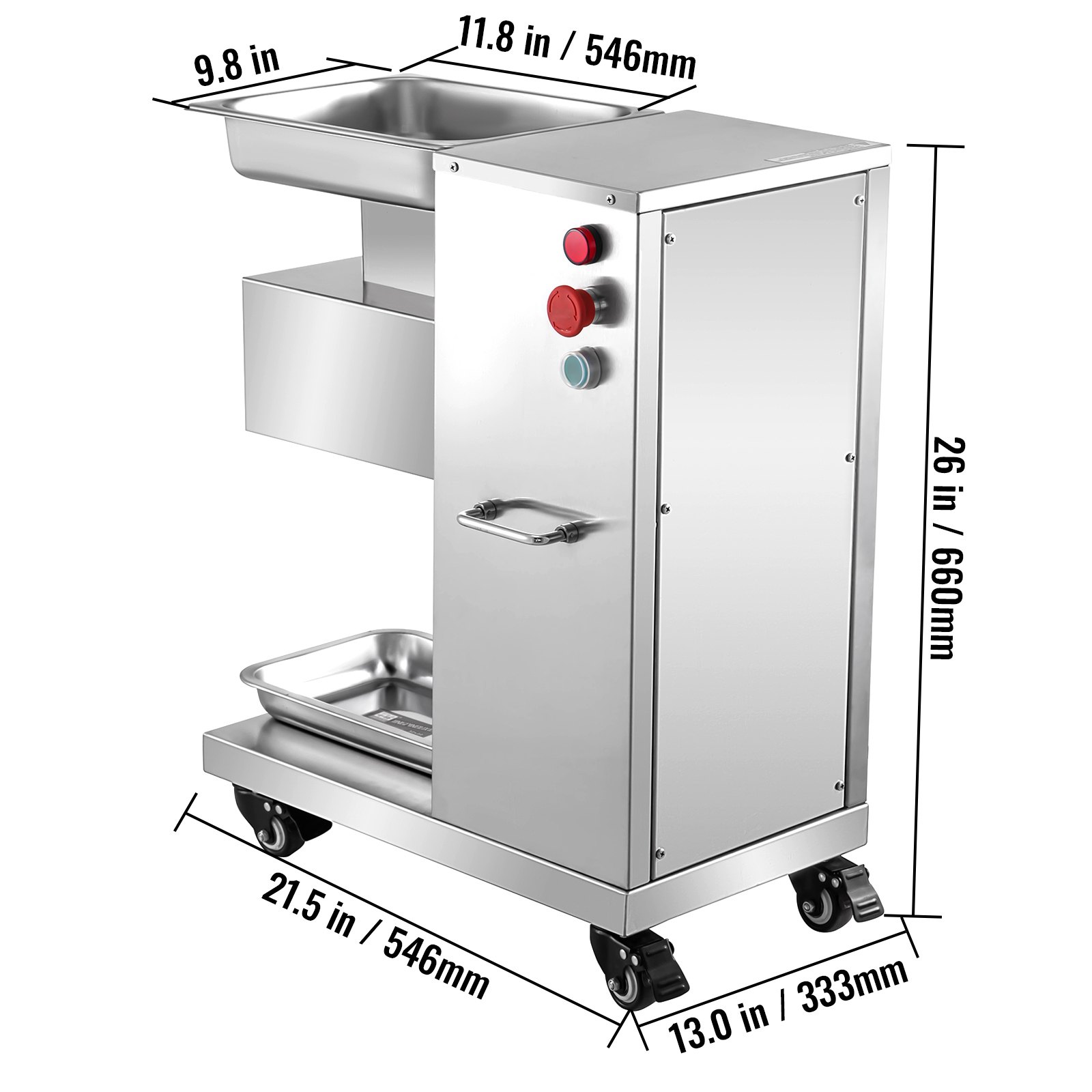 Cortadora de carne comercial VEVOR de 110 V, 1100 lb/h, eléctrica, 750 W, cuchilla de 3 mm, para restaurantes, de acero inoxidable, para cocinas, restaurantes y supermercados.