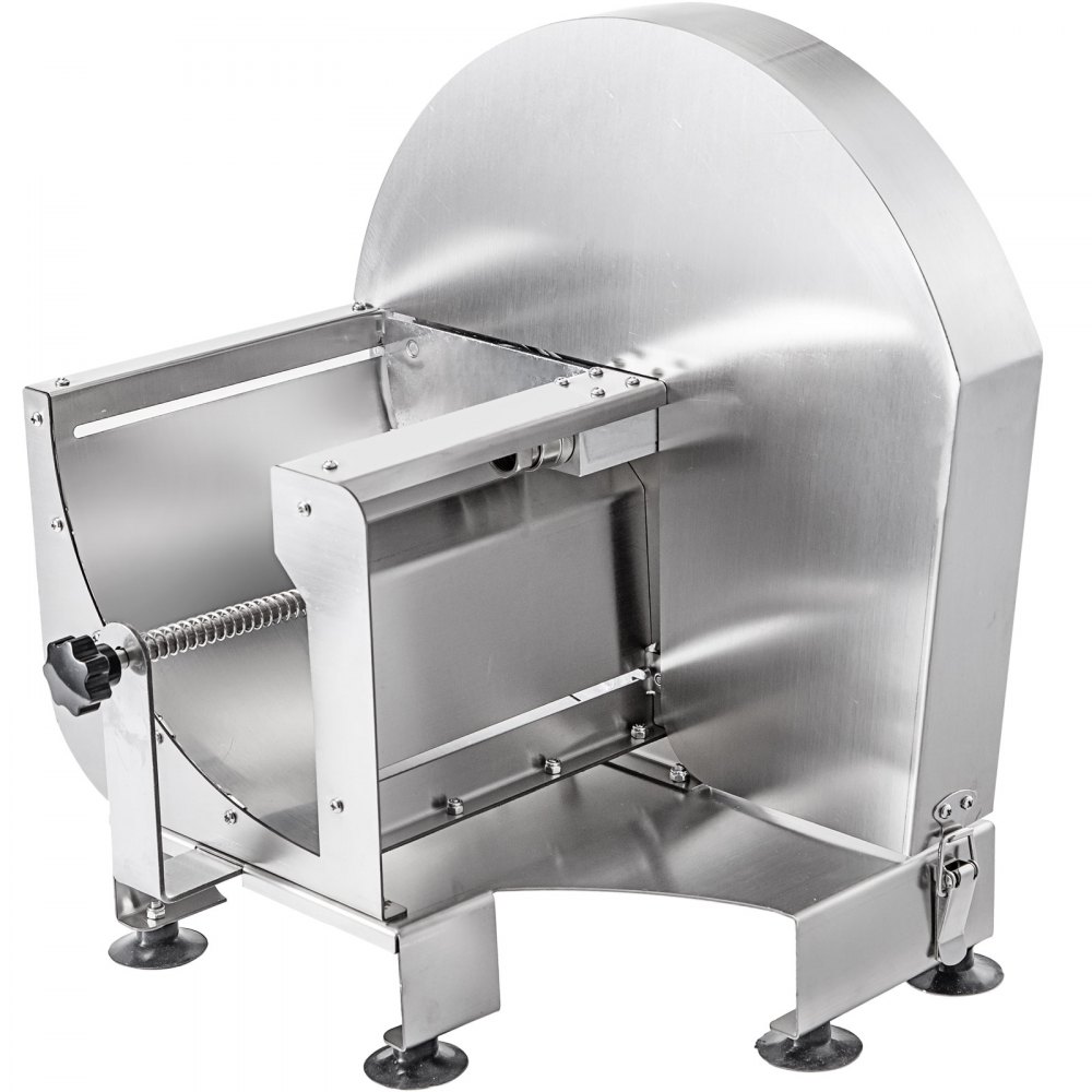 Cortadora de verduras comercial VEVOR de acero inoxidable con configuraciones ajustables y base segura.