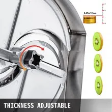 VEVOR Cortadora De Fiambre Cortafiambres Profesional Manual Aluminio para Frutas Espesor Ajustable 0.2-12mm