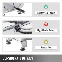VEVOR Cortadora De Fiambre Cortafiambres Profesional Manual Aluminio para Frutas Espesor Ajustable 0.2-12mm