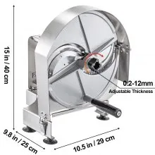 VEVOR Cortadora De Fiambre Cortafiambres Profesional Manual Aluminio para Frutas Espesor Ajustable 0.2-12mm