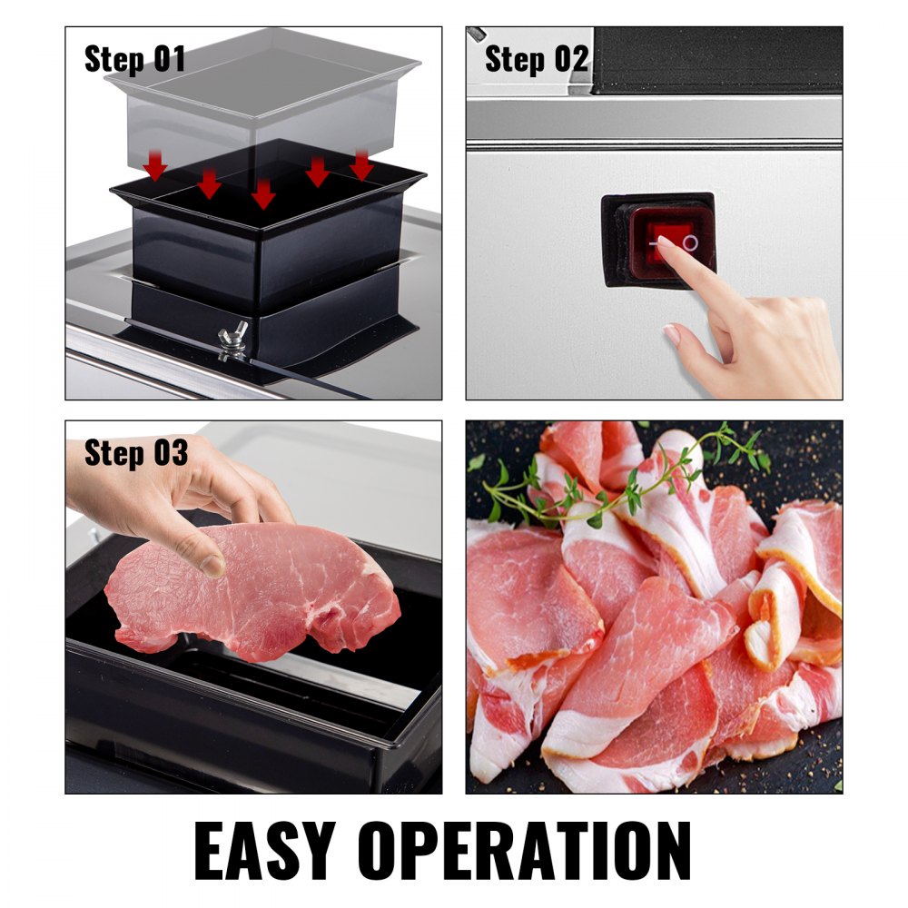 Cortadora de carne VEVOR, cortador de carne comercial, espacio de cuchilla de 3,5 mm, 850 W, 110 V