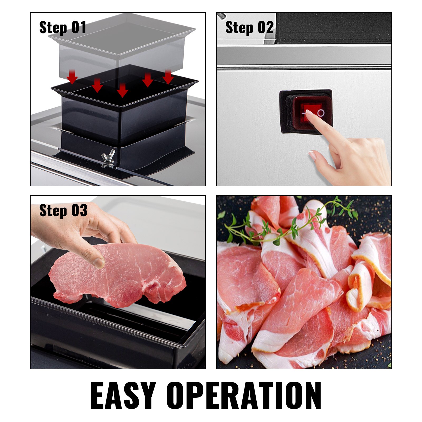 Cortadora de carne VEVOR, cortador de carne comercial, espacio de cuchilla de 3,5 mm, 850 W, 110 V