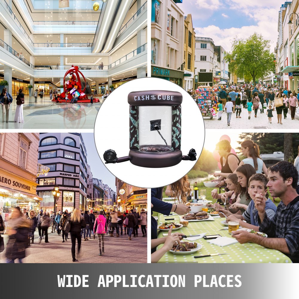 Cubo de efectivo inflable VEVOR para eventos, centros comerciales, calles y reuniones al aire libre.