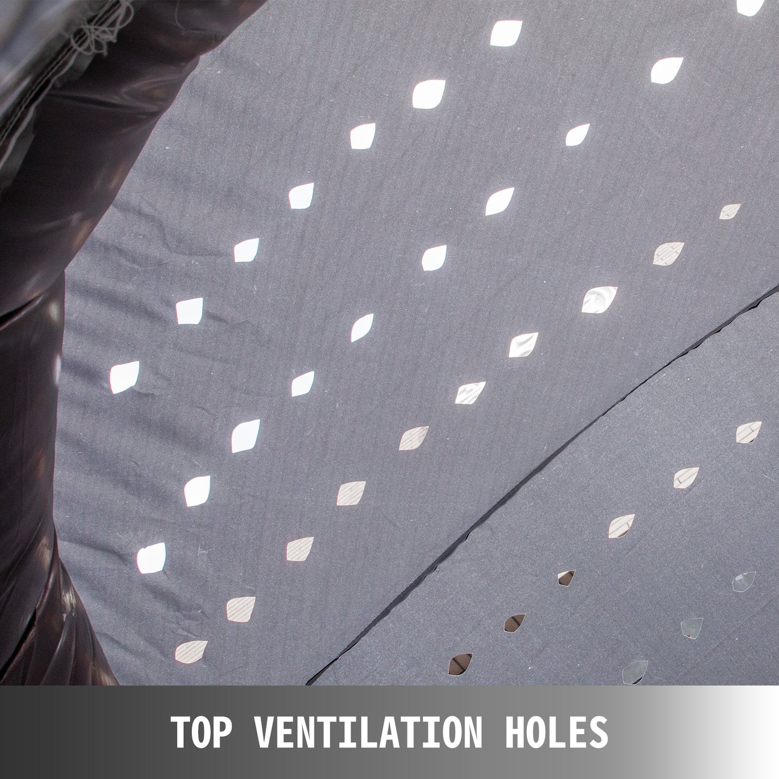 Los orificios de ventilación superiores del cubo de efectivo inflable VEVOR brindan flujo de aire y visibilidad.