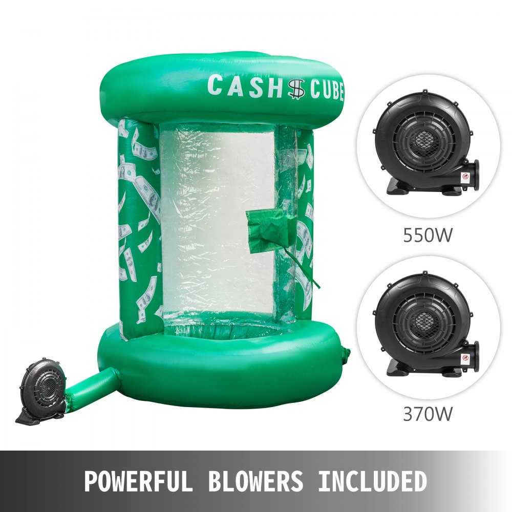 VEVOR Cubo de Efectivo Inflable con Dos Sopladores Cabina de Cubo de Efectivo Inflable Máquina de Dinero en Forma de Cubo de Efectivo Verde Cubo de Efectivo Cabina de Dinero a Prueba de Agua