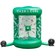 Cubo de efectivo inflable VEVOR con dos sopladores Cabina de cubo de efectivo inflable Máquina de dinero de cubo de efectivo verde Cubo de efectivo inflado rápido Máquina de cabina de dinero a prueba de agua Captura de dinero para eventos de promoción
