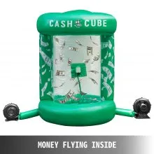 Cubo de efectivo inflable VEVOR con dos sopladores Cabina de cubo de efectivo inflable Máquina de dinero de cubo de efectivo verde Cubo de efectivo inflado rápido Máquina de cabina de dinero a prueba de agua Captura de dinero para eventos de promoción