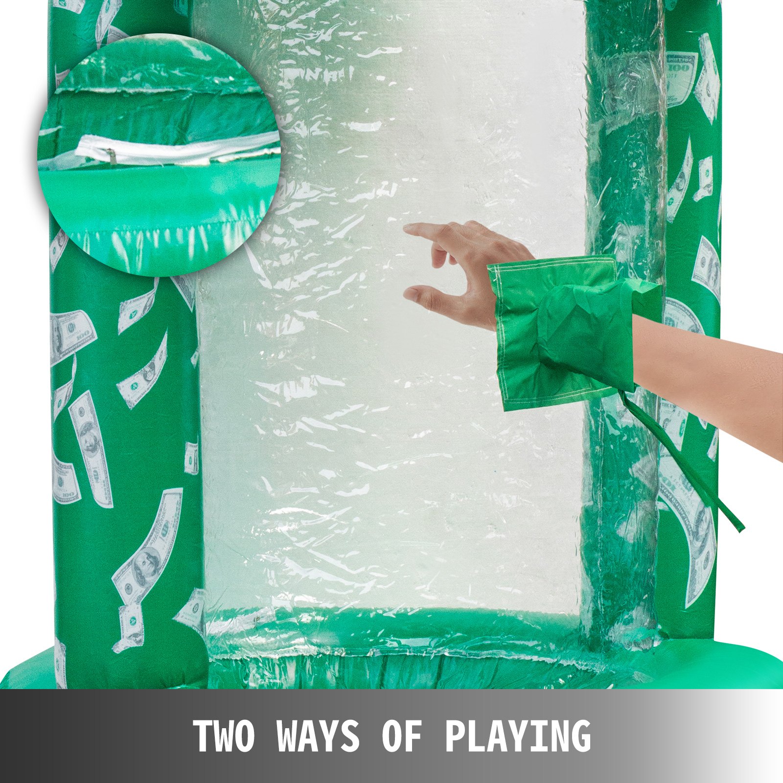 VEVOR Cubo de Efectivo Inflable con Dos Sopladores Cabina de Cubo de Efectivo Inflable Máquina de Dinero en Forma de Cubo de Efectivo Verde Cubo de Efectivo Cabina de Dinero a Prueba de Agua