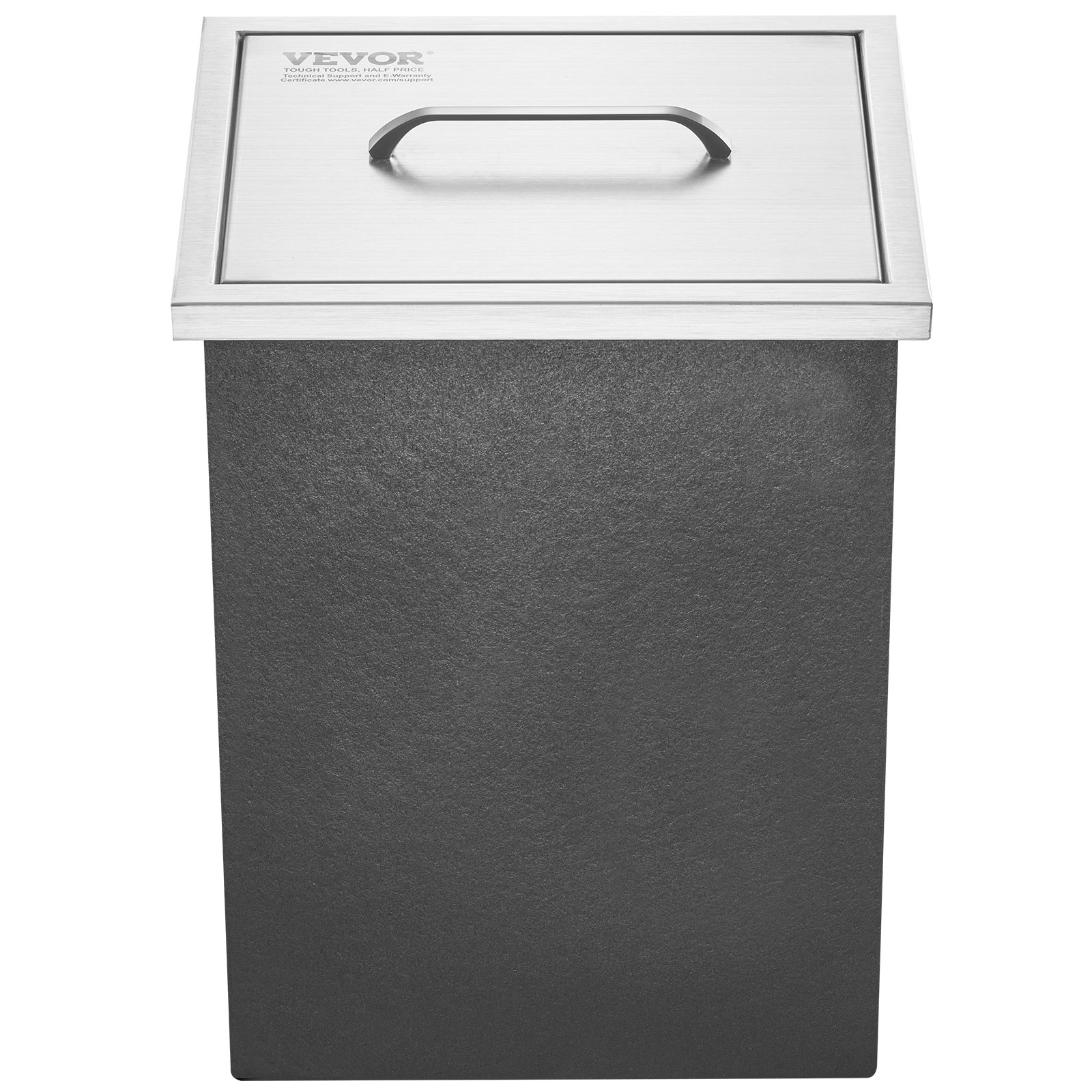 Hielera empotrable VEVOR de acero inoxidable de 35,5 cm de largo x 30,5 cm de ancho x 45,7 cm de alto, depósito de hielo comercial con tapa, barra de hielo para cocina exterior de 40 qt, tubo y tapón de drenaje incluidos, para vino frío y cerveza.