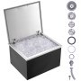 VEVOR - Hielera empotrable de acero inoxidable de 71 cm de largo x 40 cm de ancho x 43 cm de alto, contenedor de hielo comercial con tapa abatible, barra de hielo para cocina al aire libre de 40 qt, tubo de drenaje y tapón de drenaje incluidos, para vino y cerveza fríos