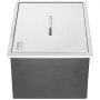 Hielera empotrable VEVOR de acero inoxidable de 56 cm de largo x 43 cm de ancho x 30 cm de alto. Contenedor de hielo comercial con tapa, barra de hielo para cocina al aire libre de 40 cuartos de galón. Incluye tubo y tapón de drenaje. Ideal para vino y cerveza fríos.
