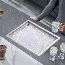 VEVOR - Hielera empotrable de acero inoxidable de 22" de largo x 17" de ancho x 12" de alto, contenedor de hielo comercial con tapa, barra de hielo para cocina al aire libre de 40 qt, tubo de drenaje y tapón de drenaje incluidos, para vino frío y cerveza