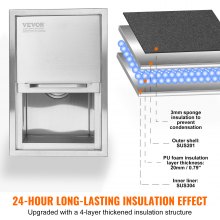 VEVOR Cofre de hielo, 18.0 in de largo x 12.0 in de ancho x 14.5 in de alto, enfriador de hielo de acero inoxidable, contenedor de hielo comercial con cubierta deslizante, barra de hielo de cocina al aire libre de 40,9 cuartos, tubo de drenaje y tapón de drenaje incluidos, para cerveza de vino fría