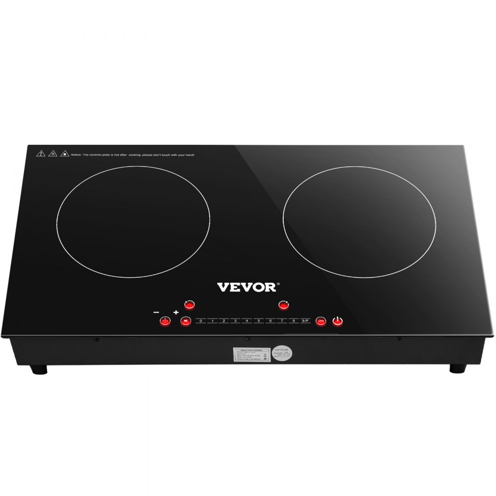 VEVOR Cocina de Inducción Eléctrica 2600W Placa de Inducción con 2 Quemadores