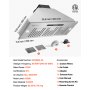 Campana extractora empotrada VEVOR, 900 CFM, 4 velocidades, 36 pulgadas, acero inoxidable, con ventilación integrada, control táctil y remoto, luces LED, filtros deflectores, convertible con/sin conductos, homologada por ETL