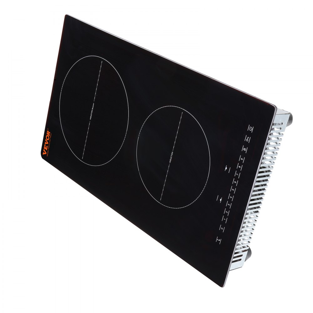 VEVOR Estufa eléctrica, 2 quemadores, estufa de inducción de 12 pulgadas, estufa magnética incorporada de 3000 W, quemador multifuncional de 9 niveles de calefacción, pantalla táctil LED con bloqueo para niños y protección contra sobrecalentamiento