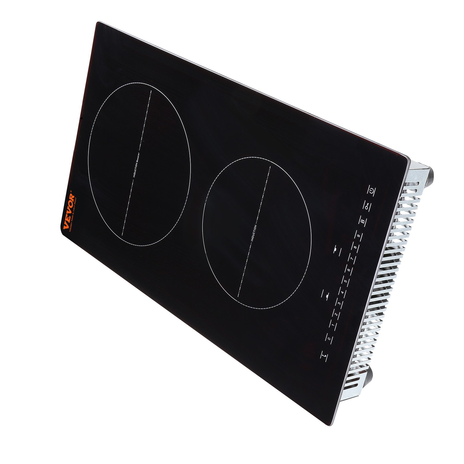 VEVOR Estufa eléctrica, 2 quemadores, estufa de inducción de 12 pulgadas, estufa magnética incorporada de 3000 W, quemador multifuncional de 9 niveles de calefacción, pantalla táctil LED con bloqueo para niños y protección contra sobrecalentamiento