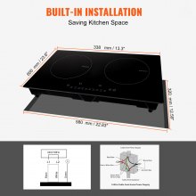 VEVOR Estufa eléctrica, 2 quemadores, estufa de inducción de 24 pulgadas, estufa magnética incorporada de 1800 W, quemador multifuncional de 9 niveles de calefacción, pantalla táctil LED con bloqueo para niños y protección contra sobrecalentamiento