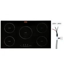 VEVOR Estufa eléctrica, 5 quemadores, estufa de inducción de 36 pulgadas, estufa magnética incorporada 9200 W, quemador multifuncional de 9 niveles de calefacción, pantalla táctil LED con bloqueo infantil y protección contra sobrecalentamiento