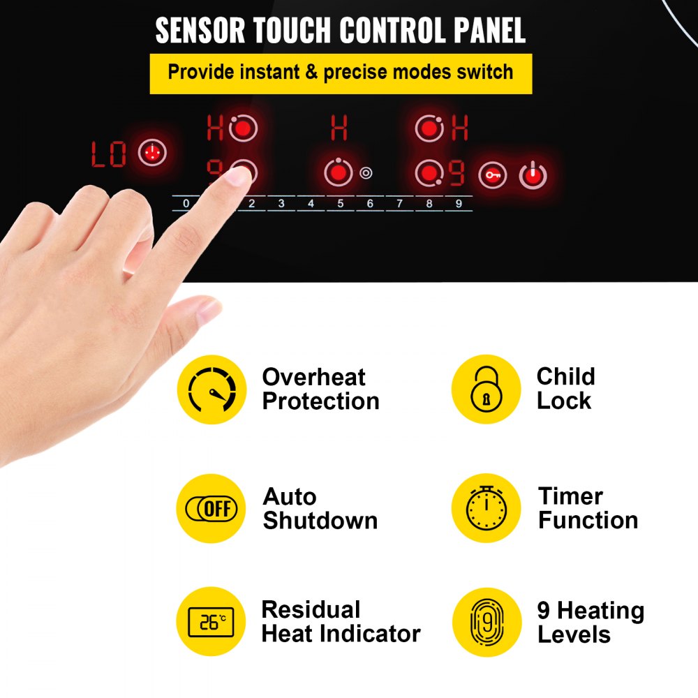 Estufa eléctrica empotrada VEVOR Estufa de cerámica radiante 5 quemadores 30.3x20.5in