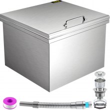 VEVOR Drop in Ice Chest 28''L x 18''W x 17''H Enfriador de acero inoxidable con tapa con bisagras Cubo de hielo 87.2 qt Tubo de drenaje y tapón de drenaje incluidos para cerveza de vino frío