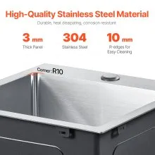Fregadero de cocina de 15" de montaje superior, de un solo tazón, con lavabo empotrado, barra de acero inoxidable