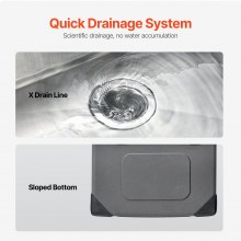 Fregadero de cocina de 15" de montaje superior, de un solo tazón, con lavabo empotrado, barra de acero inoxidable