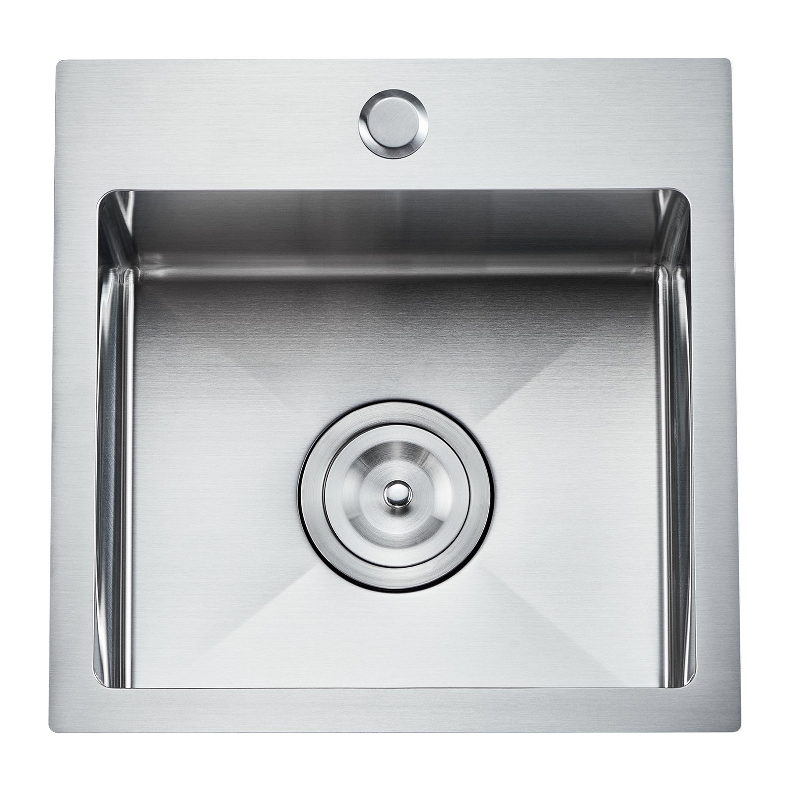 Fregadero de cocina VEVOR de 15 pulgadas, fregadero de acero inoxidable 304 de montaje superior, lavabo de una sola cubeta de estilo rústico con accesorios, fregaderos para lavavajillas domésticos para autocaravanas, cocinas de preparación, lavanderías y bares.