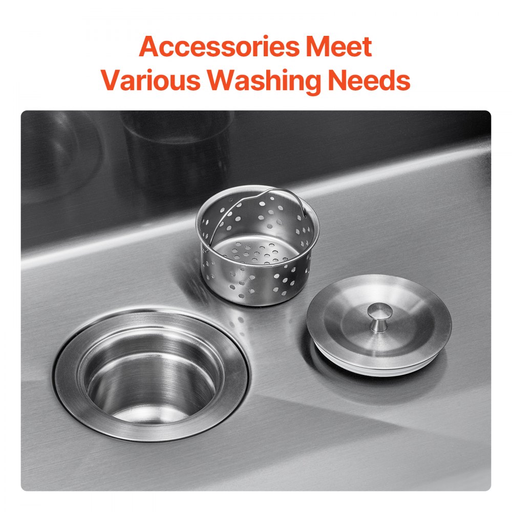 Fregadero de cocina VEVOR de 33 pulgadas, de acero inoxidable 304, de montaje superior, de un solo seno, estilo rústico, con accesorios, apto para lavavajillas, ideal para caravanas, cocinas auxiliares y bares (negro).