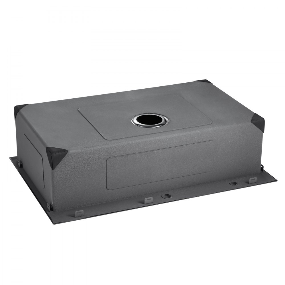 Fregadero de cocina VEVOR de 33 pulgadas, de acero inoxidable 304, de montaje superior, de un solo seno, estilo rústico, con accesorios, apto para lavavajillas, ideal para caravanas, cocinas auxiliares y bares (negro).