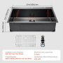 Fregadero de cocina VEVOR de 33 pulgadas, de acero inoxidable 304, de montaje superior, de un solo seno, estilo rústico, con accesorios, apto para lavavajillas, ideal para caravanas, cocinas auxiliares y bares (negro).