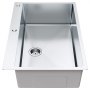 Fregadero de cocina VEVOR de acero inoxidable con desagüe y moderno diseño rectangular.