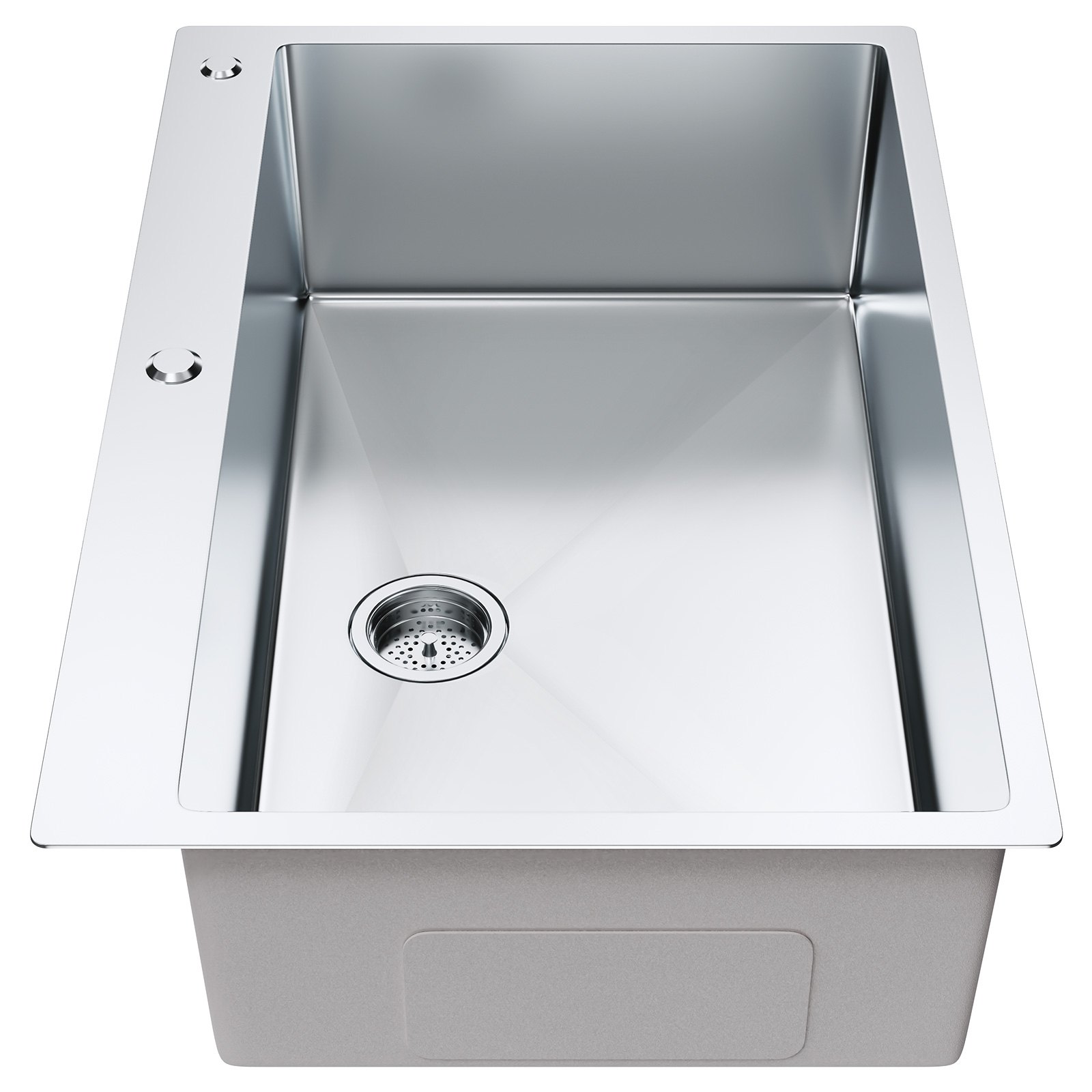 Fregadero de cocina VEVOR de acero inoxidable con desagüe y moderno diseño rectangular.