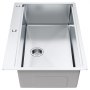 Fregadero de cocina de acero inoxidable VEVOR con lavabo profundo y desagüe incorporado.