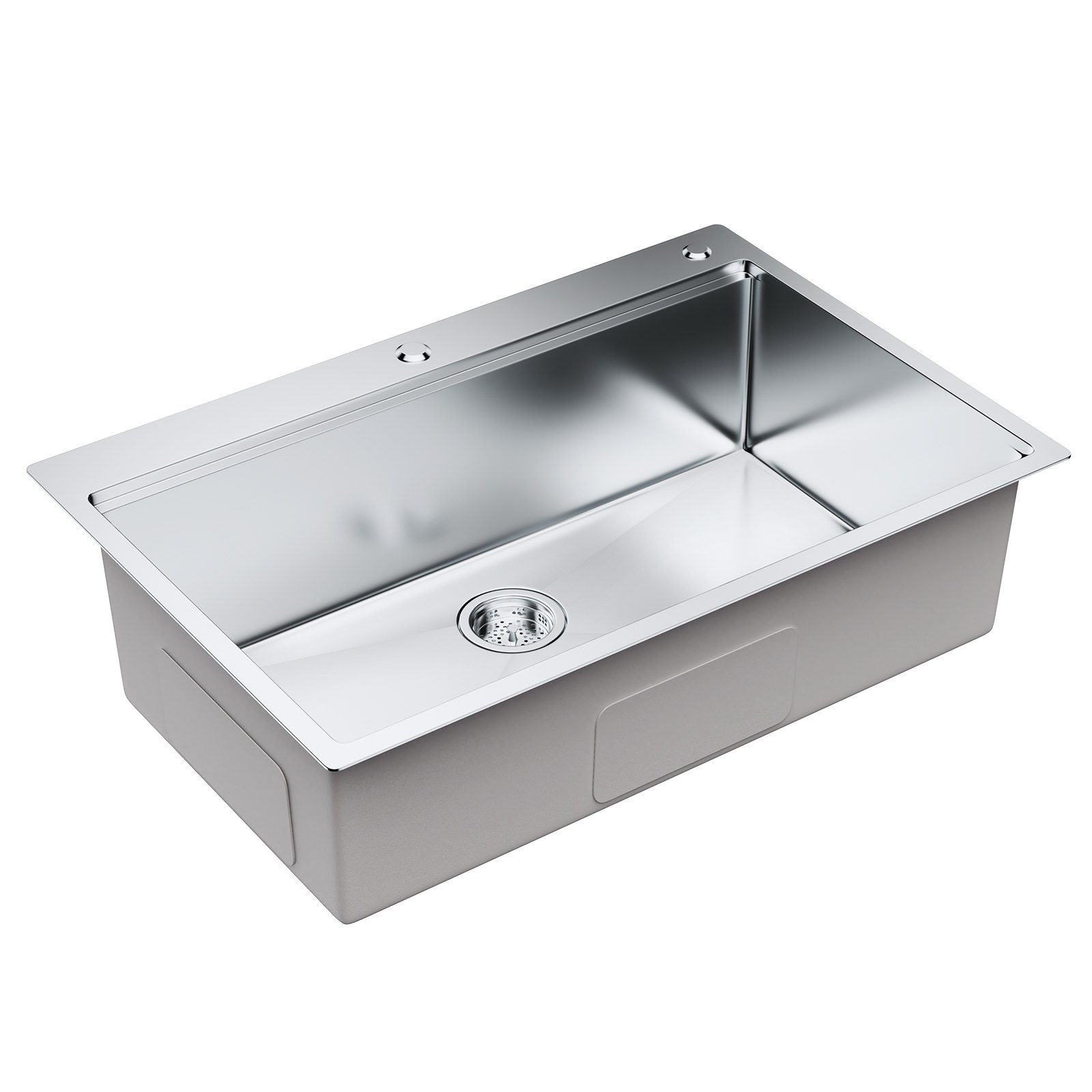 Fregadero de cocina VEVOR; acero inoxidable, de un solo seno con colador, diseño moderno y acabado elegante.