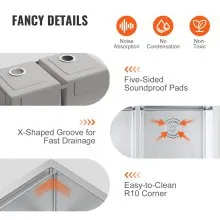 Fregadero de cocina VEVOR, fregaderos empotrables de acero inoxidable 304, lavabo doble bajo encimera con repisa y accesorios, fregaderos para lavavajillas domésticos para estación de trabajo, RV, cocina de preparación y fregadero de bar, 33 pulgadas