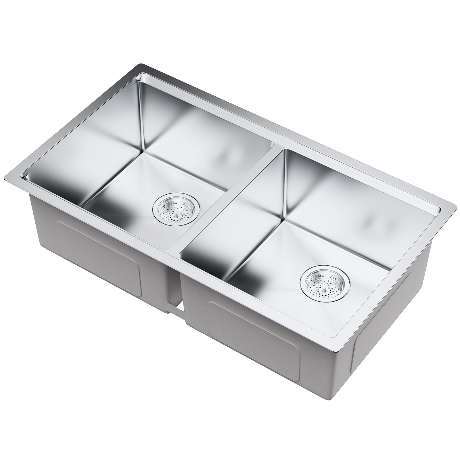 Fregadero de cocina VEVOR con doble seno y acabado en acero inoxidable.