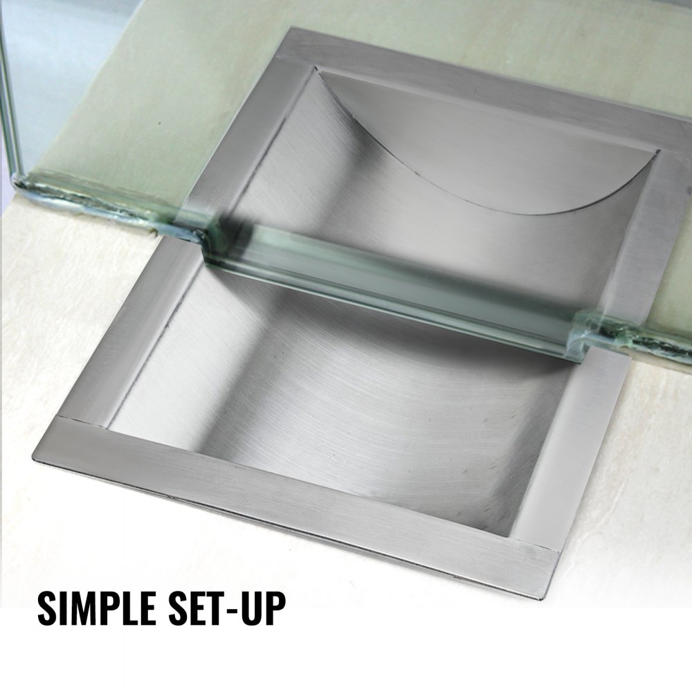 Bandeja de acero inoxidable VEVOR con división de vidrio para una instalación sencilla.
