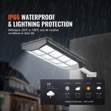 VEVOR Luz de calle solar de 1200 W, 1900 lm, luces de inundación solares LED para exteriores con control remoto RF, lámpara de sensor de movimiento con energía solar de seguridad impermeable IP66 para jardín, patio, hogar, camino, garaje, estacionamiento