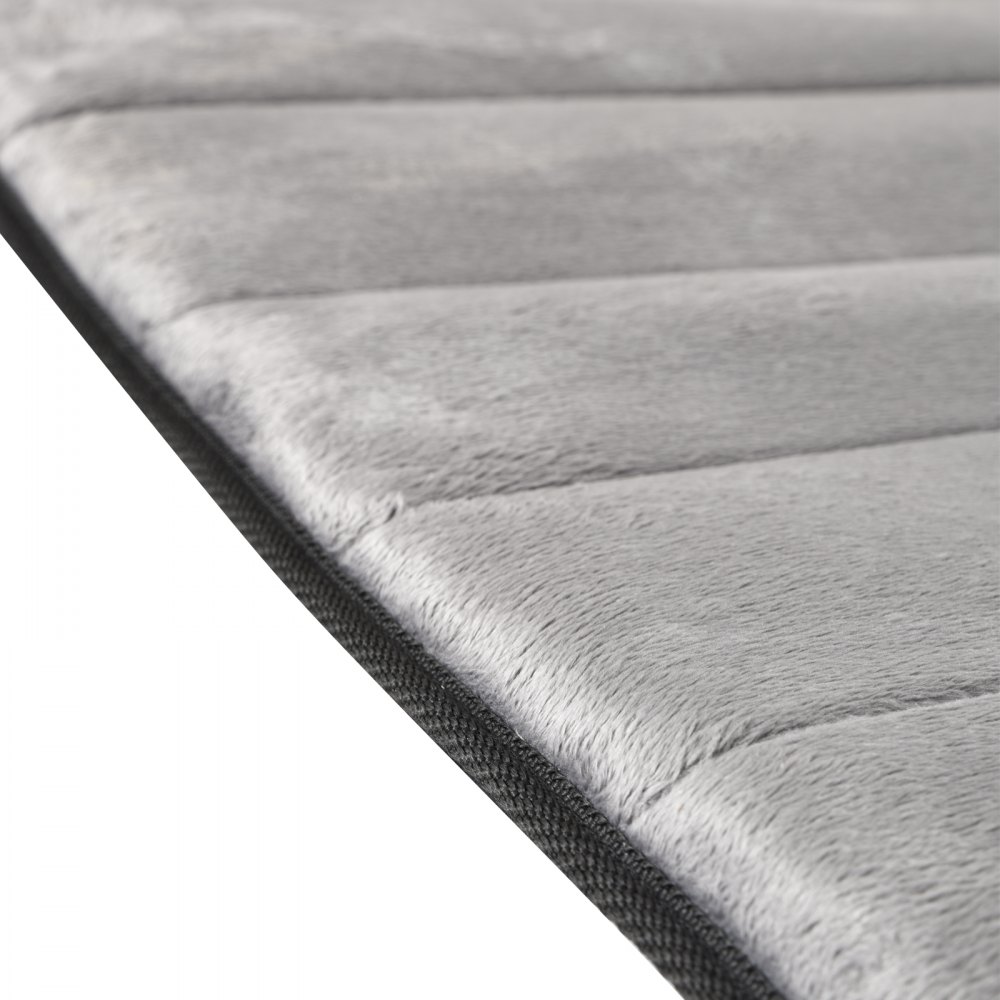 Primer plano del cojín de masaje de cuerpo completo VEVOR, suave y acolchado, en gris con detalles cosidos.