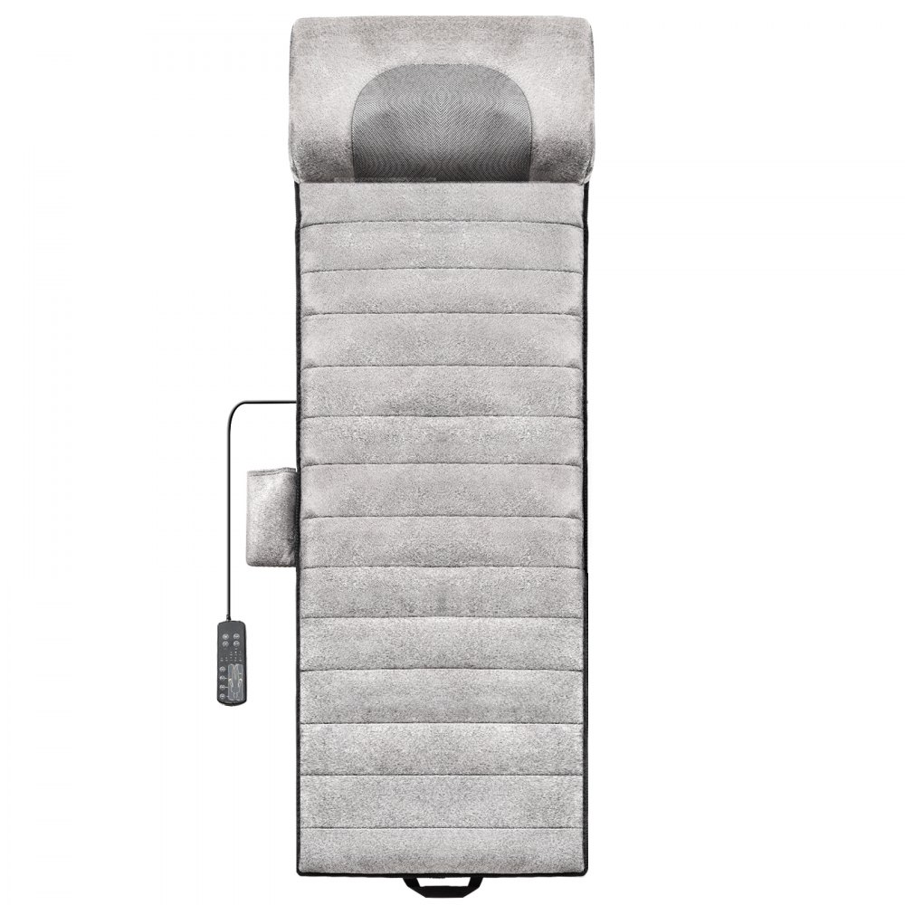 Cojín de masaje de cuerpo completo VEVOR gris con control remoto adjunto y secciones acolchadas para mayor comodidad.